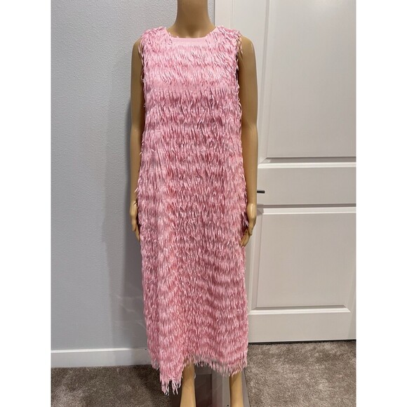 Zara Pink Textured Midi Dress - Picture 5 of 13
